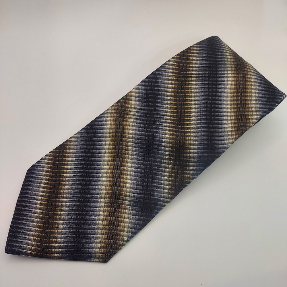 Paul Dione Men's Necktie Silk Black Brown Gray Striped Business Casual‎ NWT